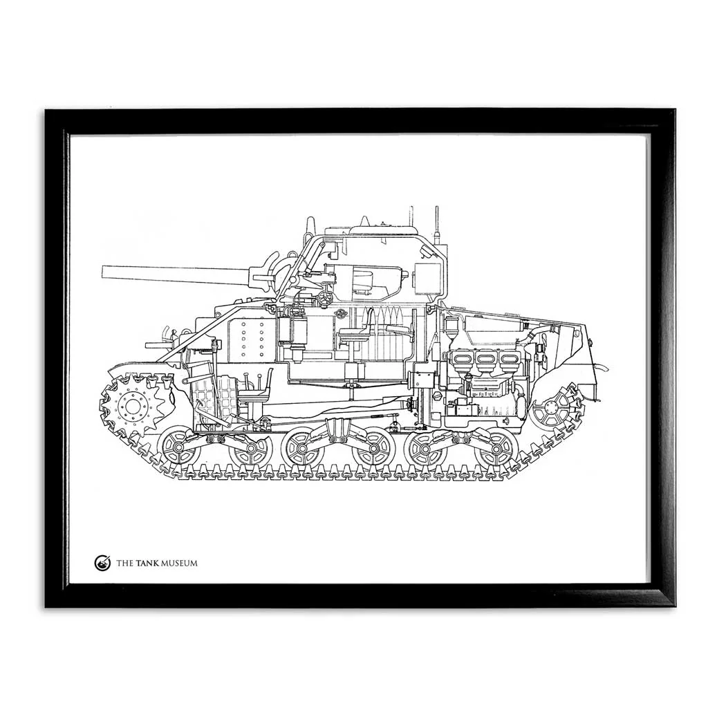 Art Print: M4A2 Sherman III Tank Cutaway Line Drawing - Image 2
