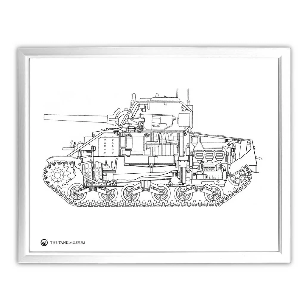 Art Print: M4A2 Sherman III Tank Cutaway Line Drawing - Image 3