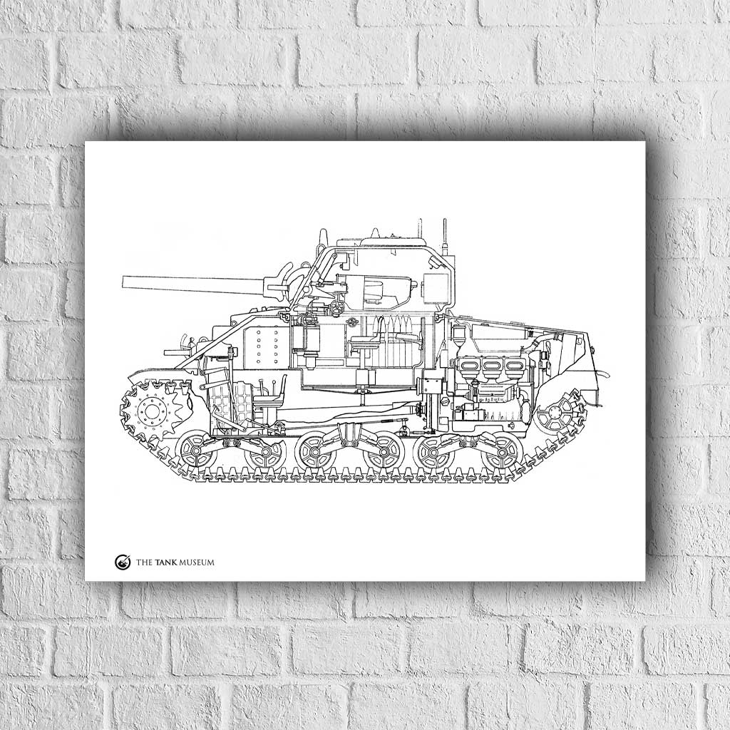 Art Print: M4A2 Sherman III Tank Cutaway Line Drawing - Image 4