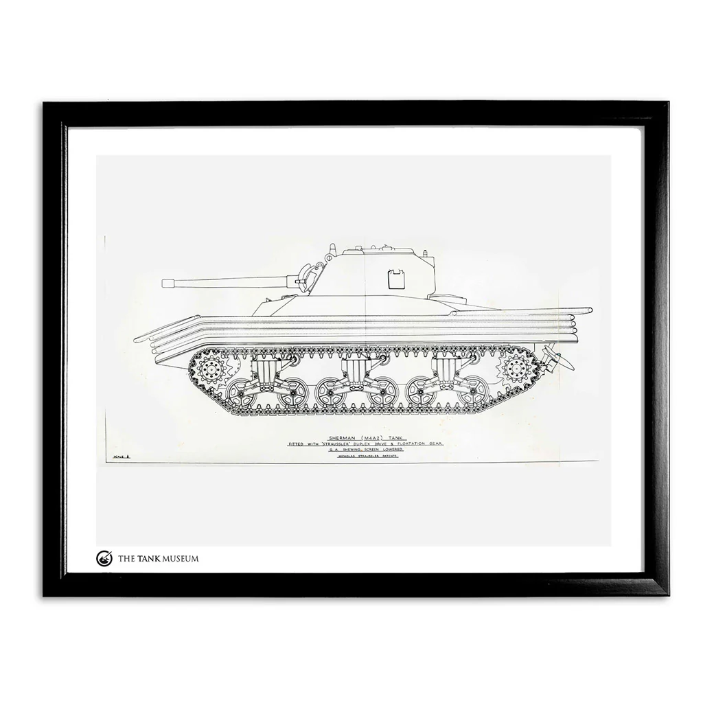 Art Print: M4A2 Sherman III DD Tank Blueprint - Image 2