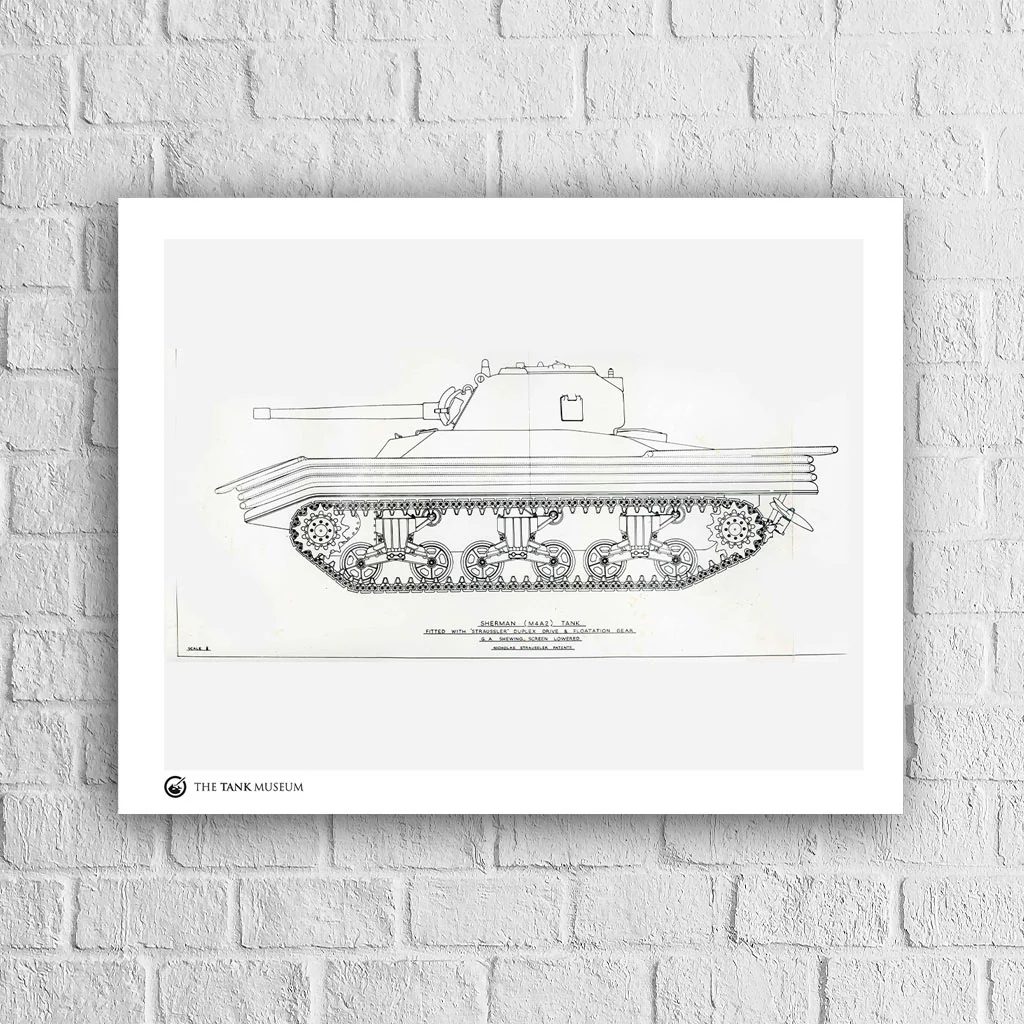Art Print: M4A2 Sherman III DD Tank Blueprint - Image 4