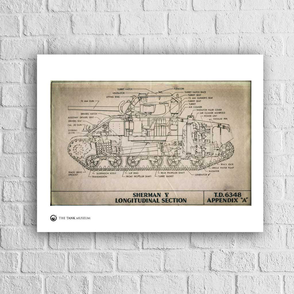 Art Print: M4A4 Sherman V Tank Blueprint - Image 4