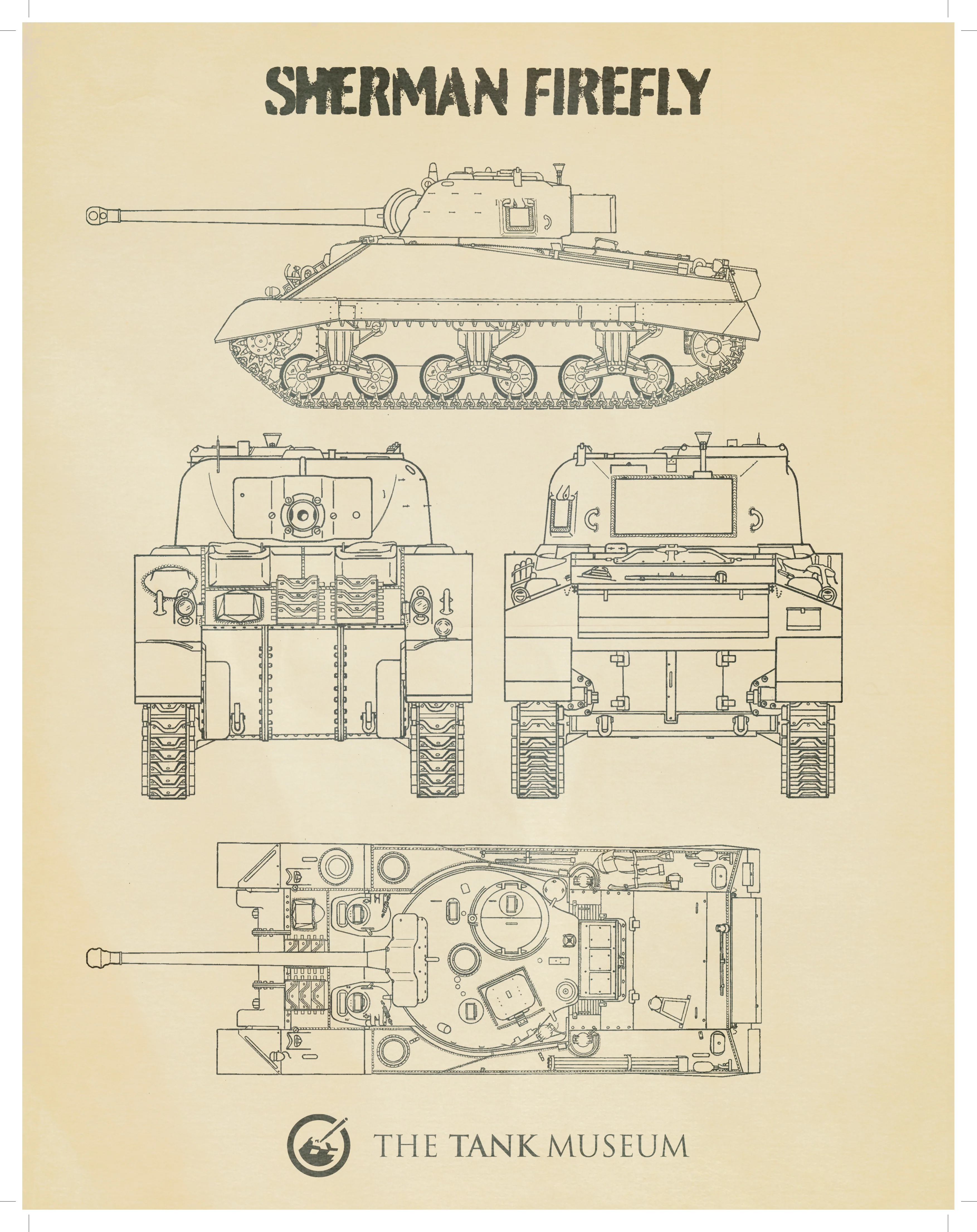 Art Print: Sherman Firefly Blueprint - Image 2