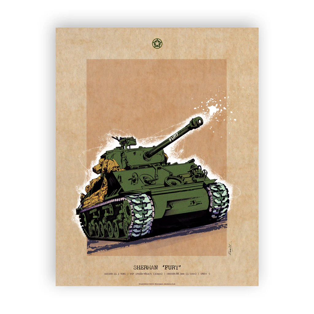 Art Print: Sherman Fury Tank Print