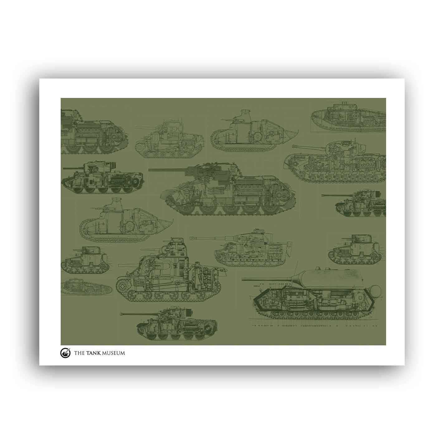 Art Print: Tanks Pattern