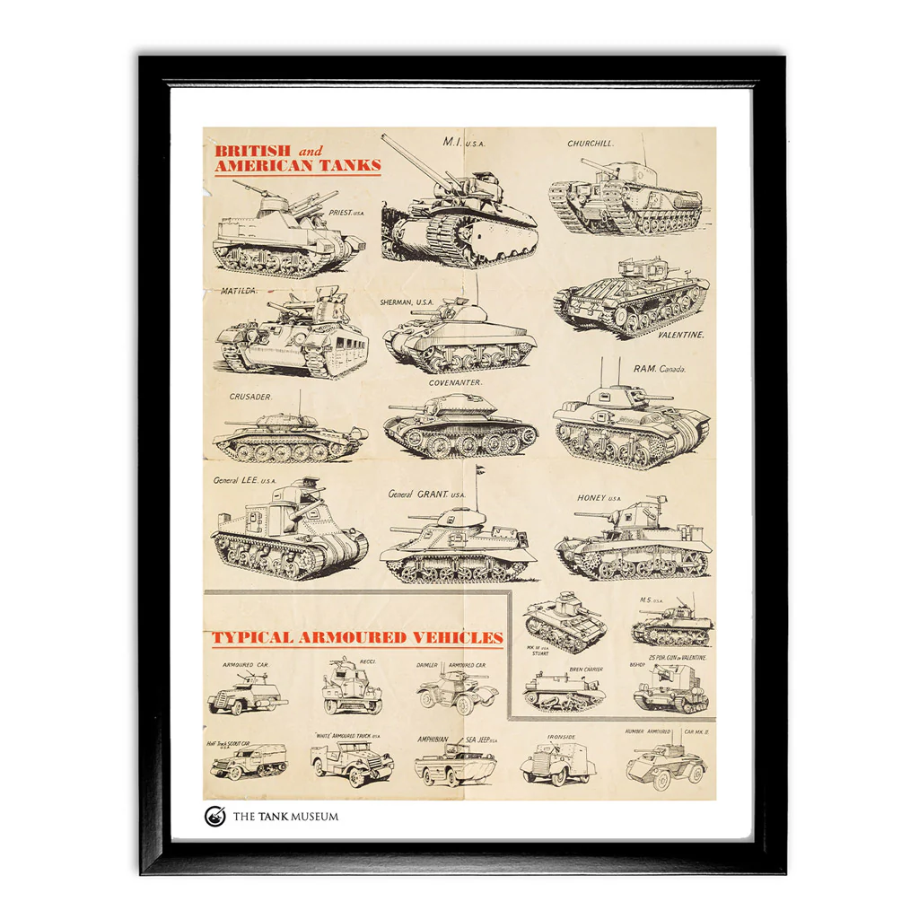Art Print: Vintage Poster British and American Tanks - Image 2