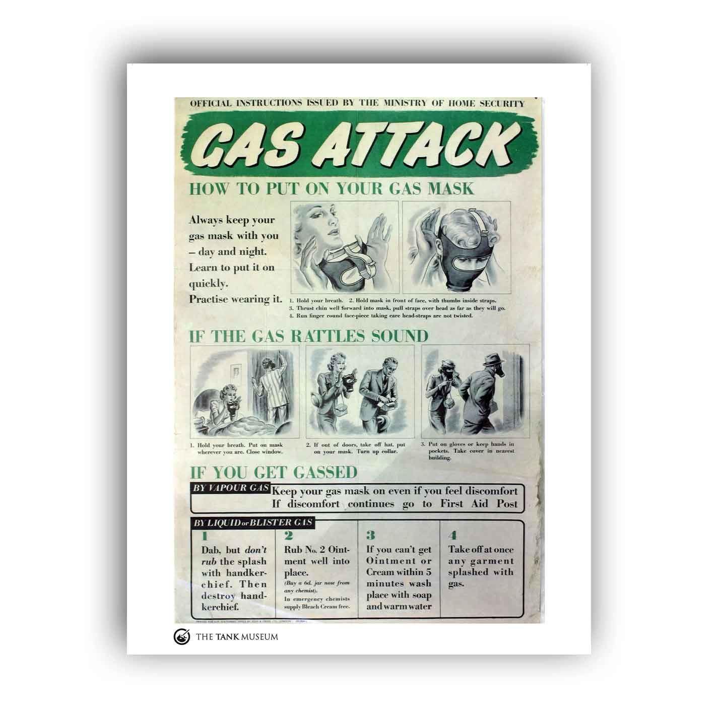 Art Print: Vintage Poster Gas Attack