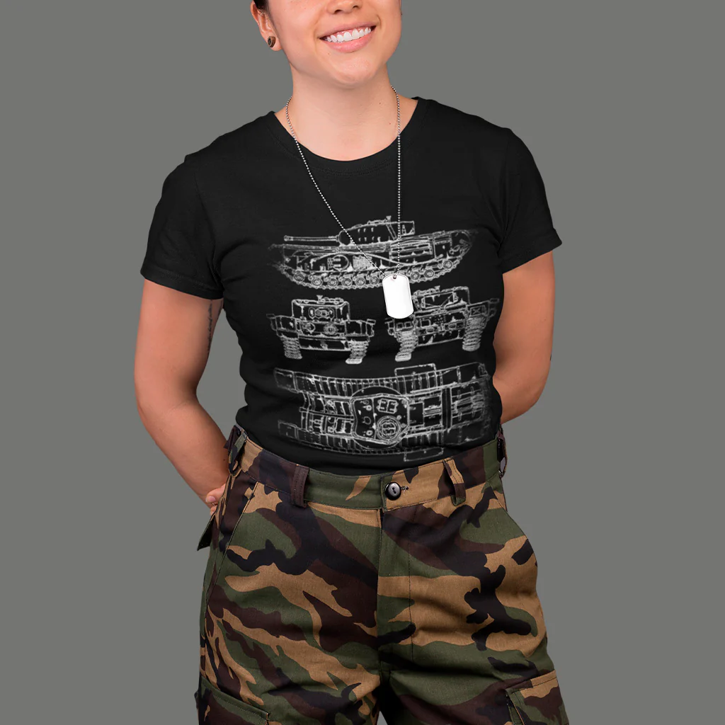 Churchill VII Tank Blueprint T-Shirt - Image 12