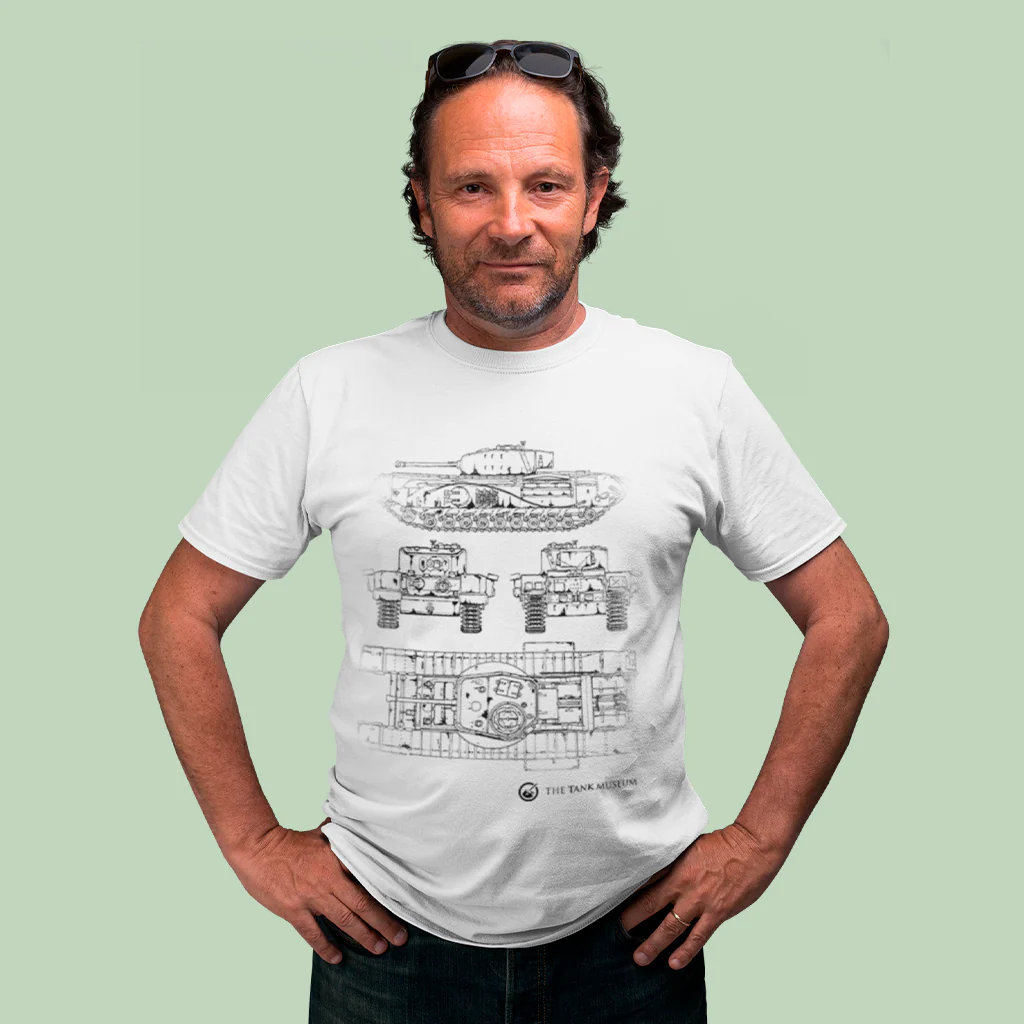 Churchill VII Tank Blueprint T-Shirt - Image 13