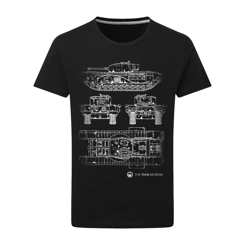 Churchill VII Tank Blueprint T-Shirt - Image 5