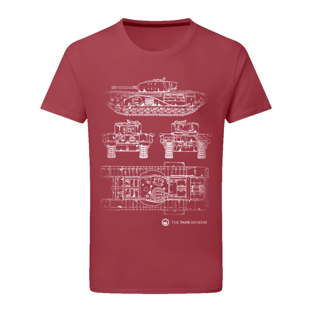 Churchill VII Tank Blueprint T-Shirt - Image 6