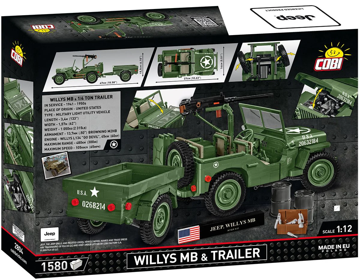 Cobi 1/12 Scale Willys MB & Trailer - Executive Edition - Image 2