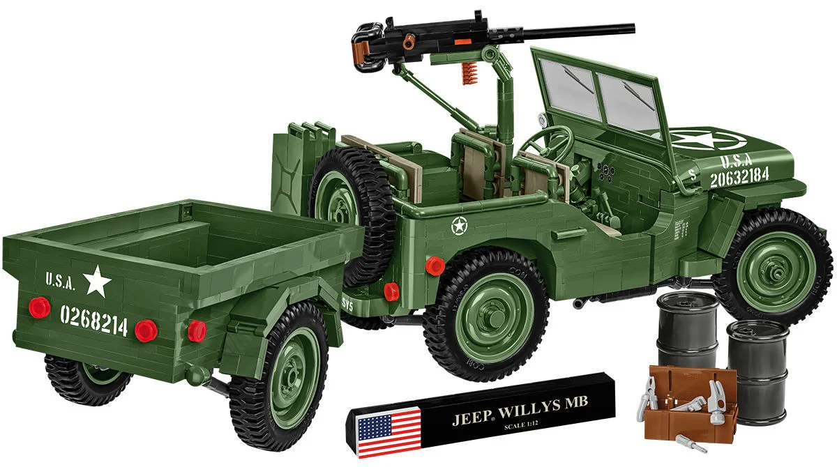 Cobi 1/12 Scale Willys MB & Trailer - Executive Edition - Image 4
