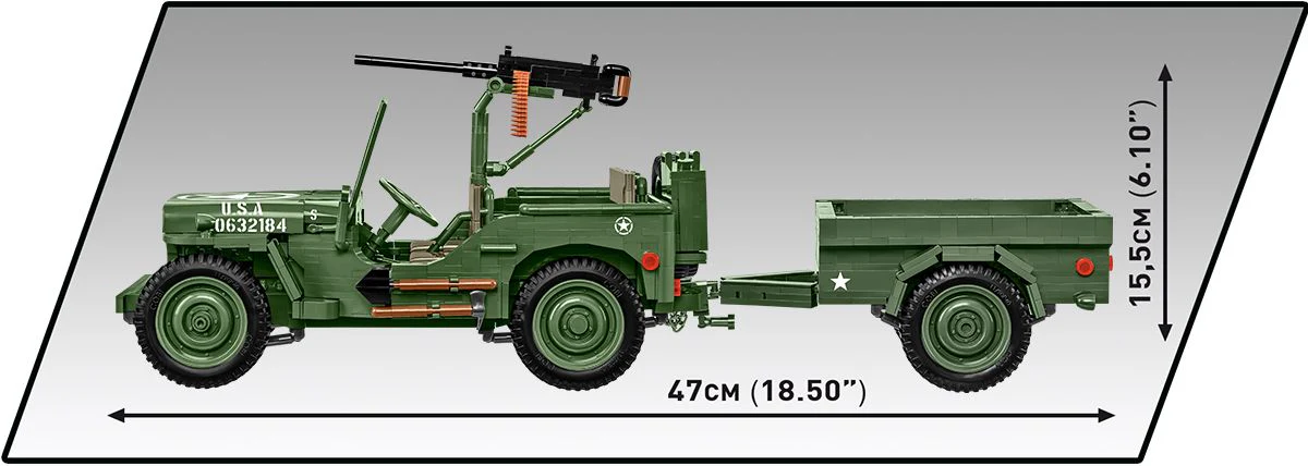 Cobi 1/12 Scale Willys MB & Trailer - Executive Edition - Image 7