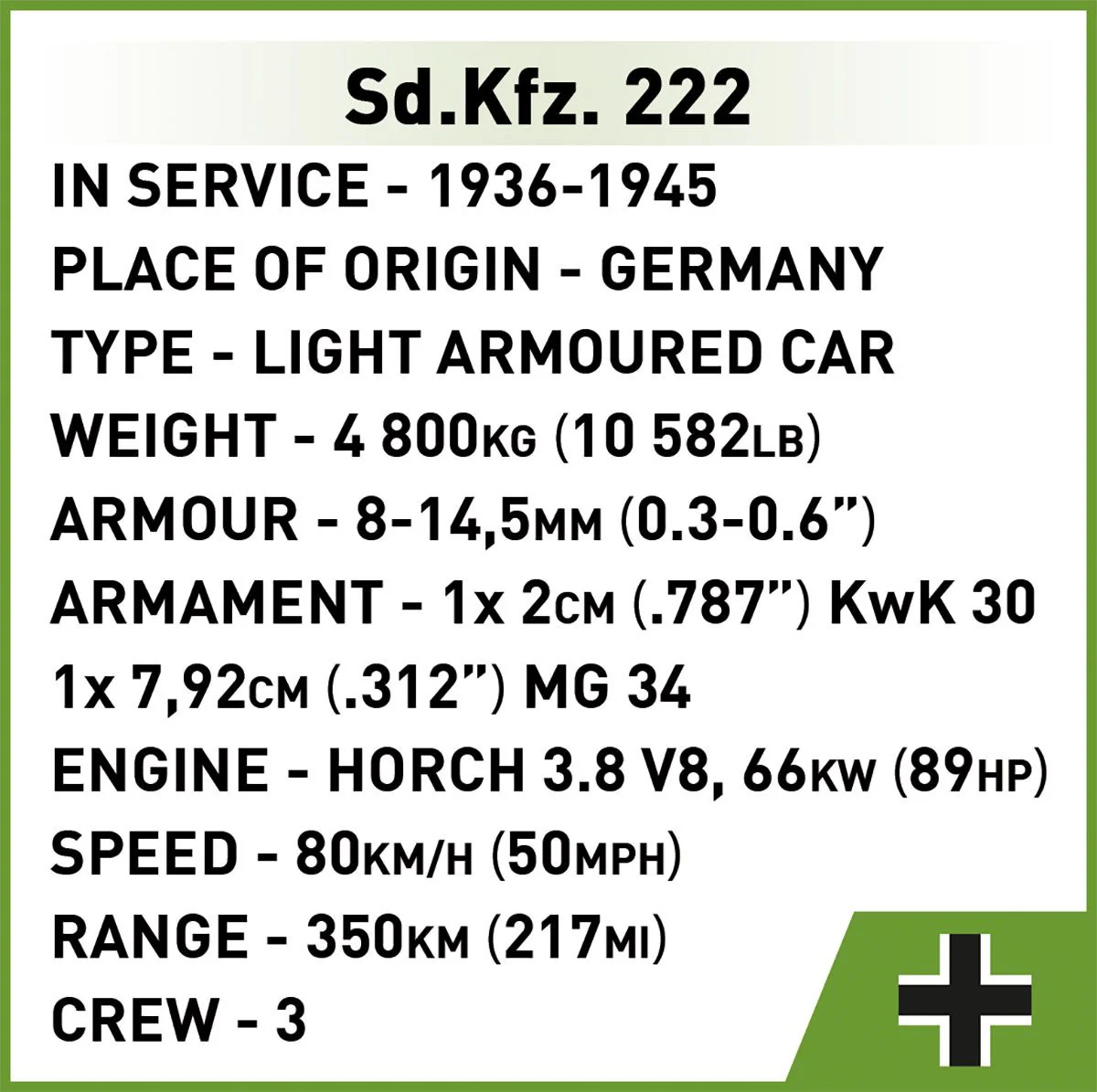 Cobi 1:28 Scale SD.Kfz. 222 - Image 9