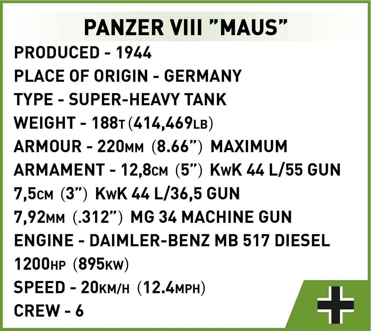Cobi 1/35 Panzer VIII Maus - Image 7