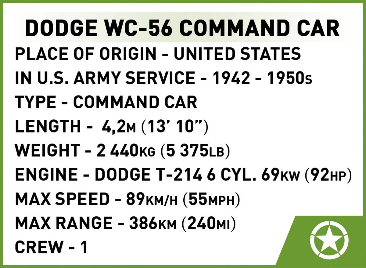Cobi 1/35 Scale Dodge WC-56 Command Car - Image 9