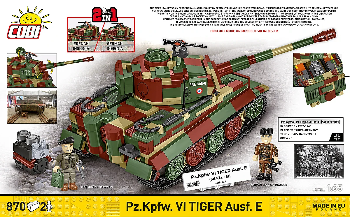 Cobi 1/35 Tiger 1 Ausf E (French Tank Museum) - Image 2