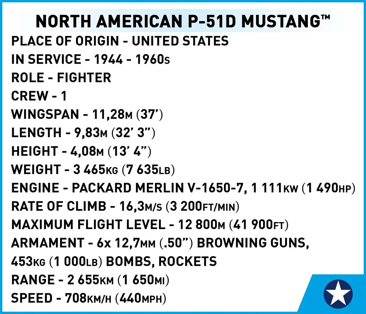 Cobi 1/48 WW2 Mustang P-51 - Image 7