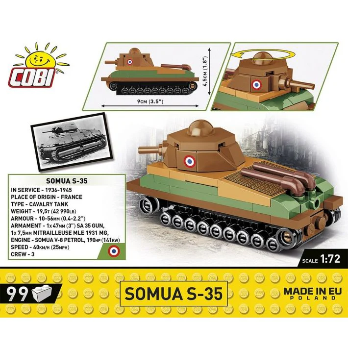 Cobi 1:72 Scale Somua S-35 - Image 2
