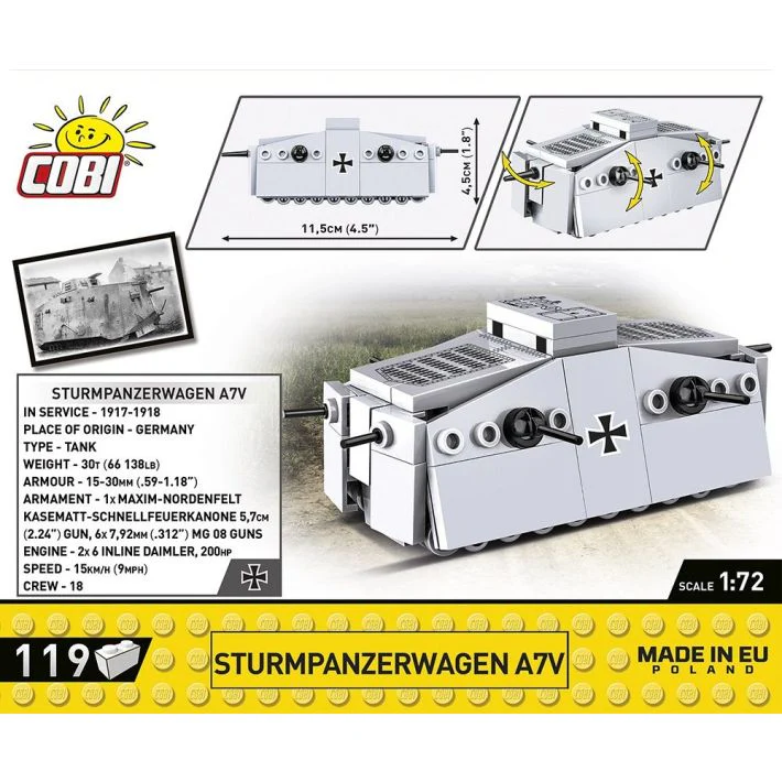 Cobi 1:72 Scale Sturmpanzerwagen A7V - Image 3