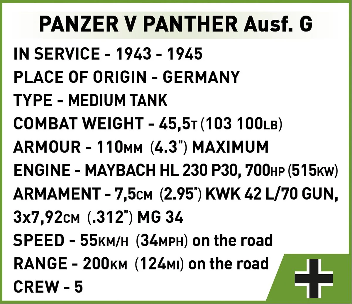 Cobi 1:28 Scale Panzer V Panther Ausf. G Pudel - Image 12