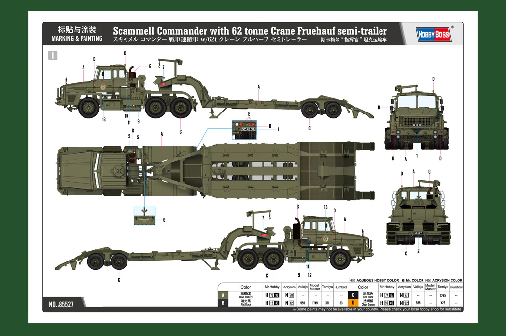 Hobby Boss 1/35 Scammell Commander with 62 tonne Crane Fruehauf semi-trailer - Image 3