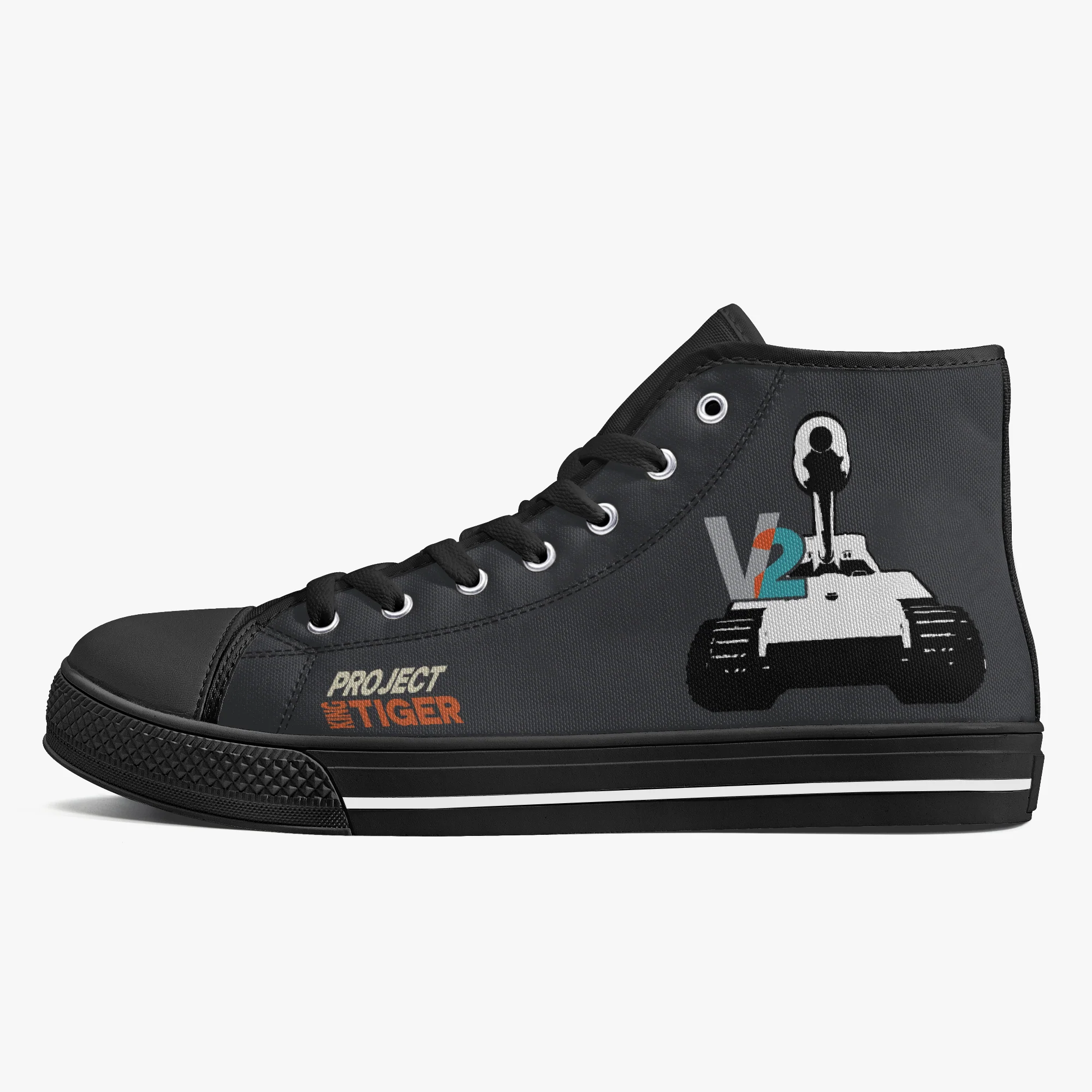 King Tiger V2 High Top Canvas Black Trainer - Image 2