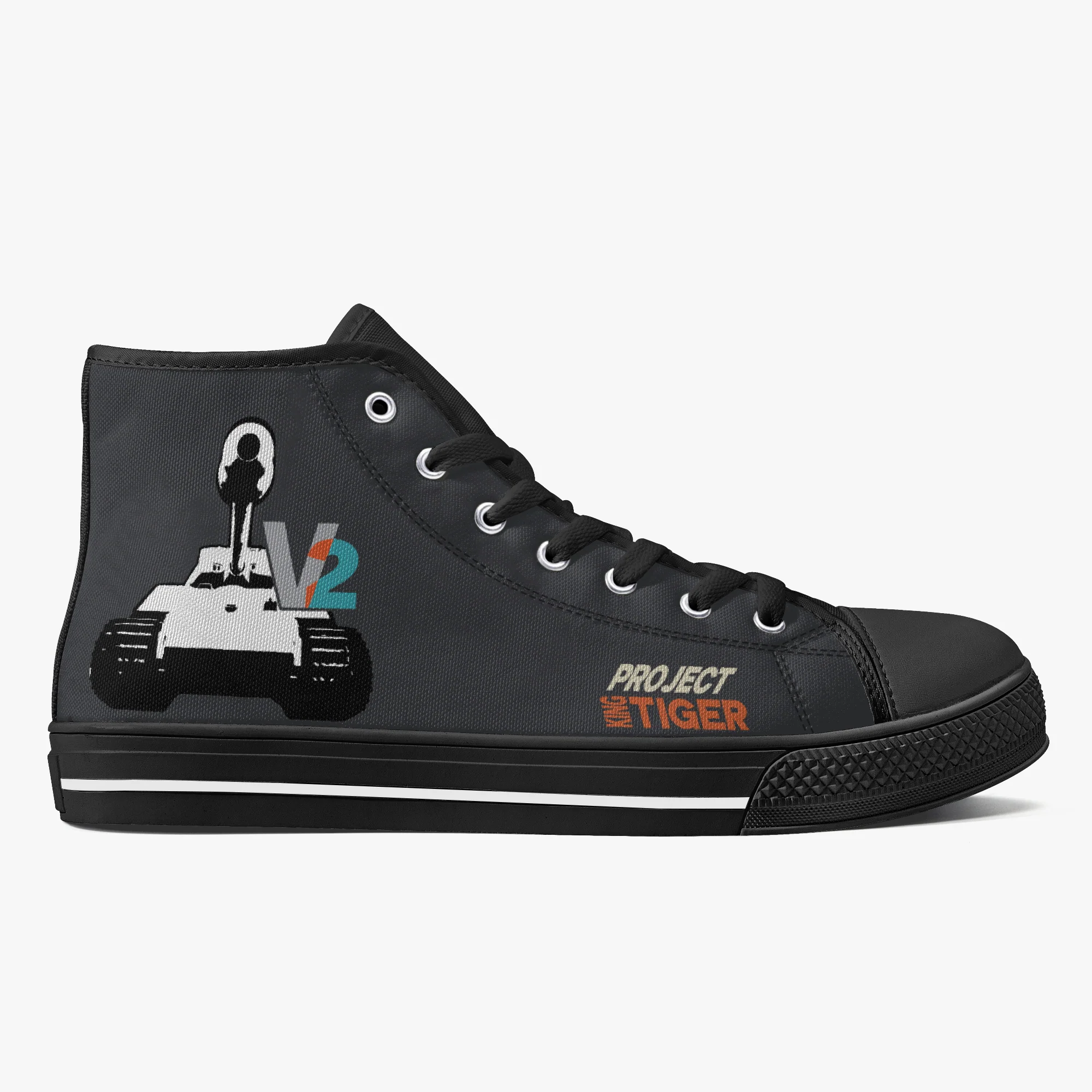 King Tiger V2 High Top Canvas Black Trainer - Image 3