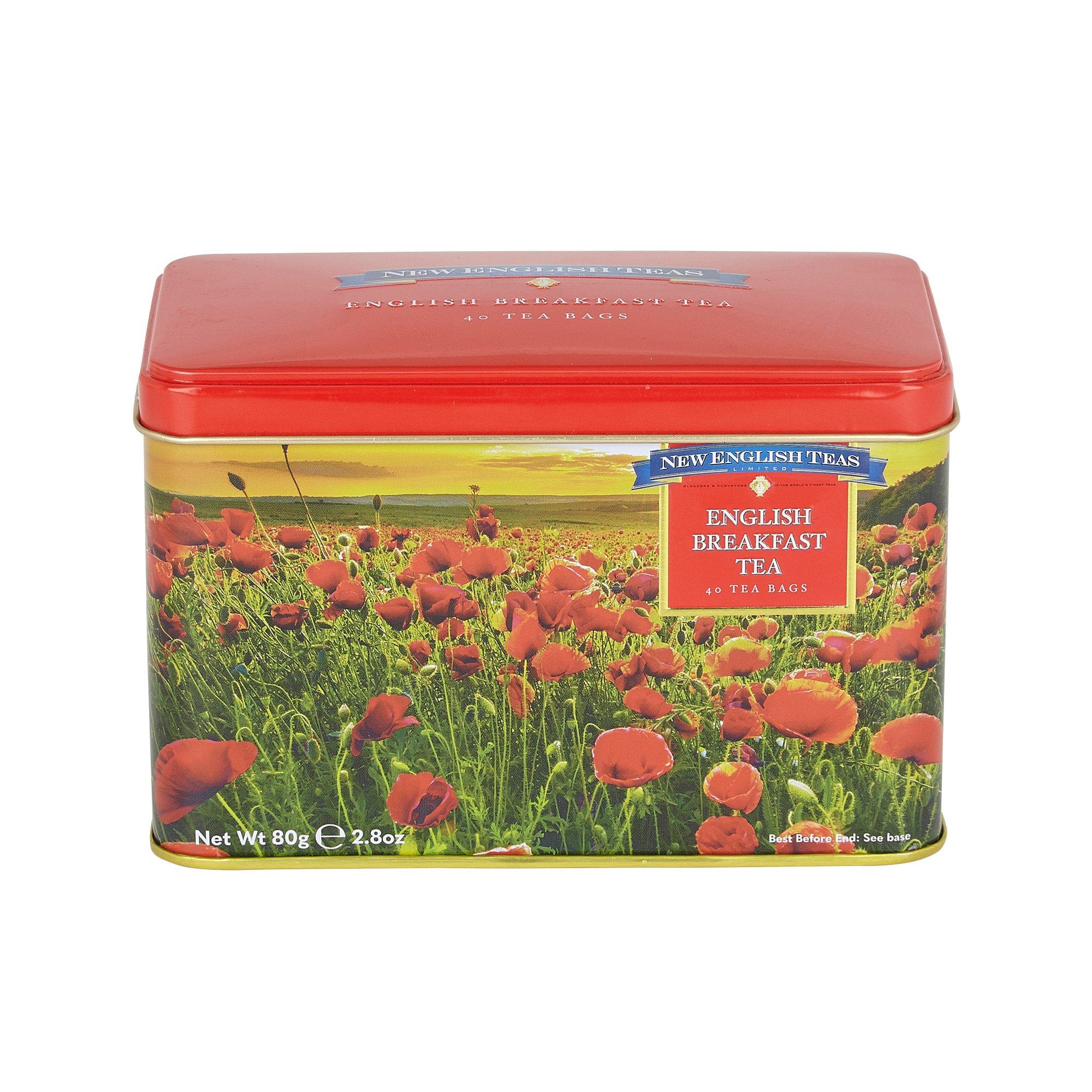Poppy Tea Bag Tin with 40 English Afternoon Tea Bags - Image 2