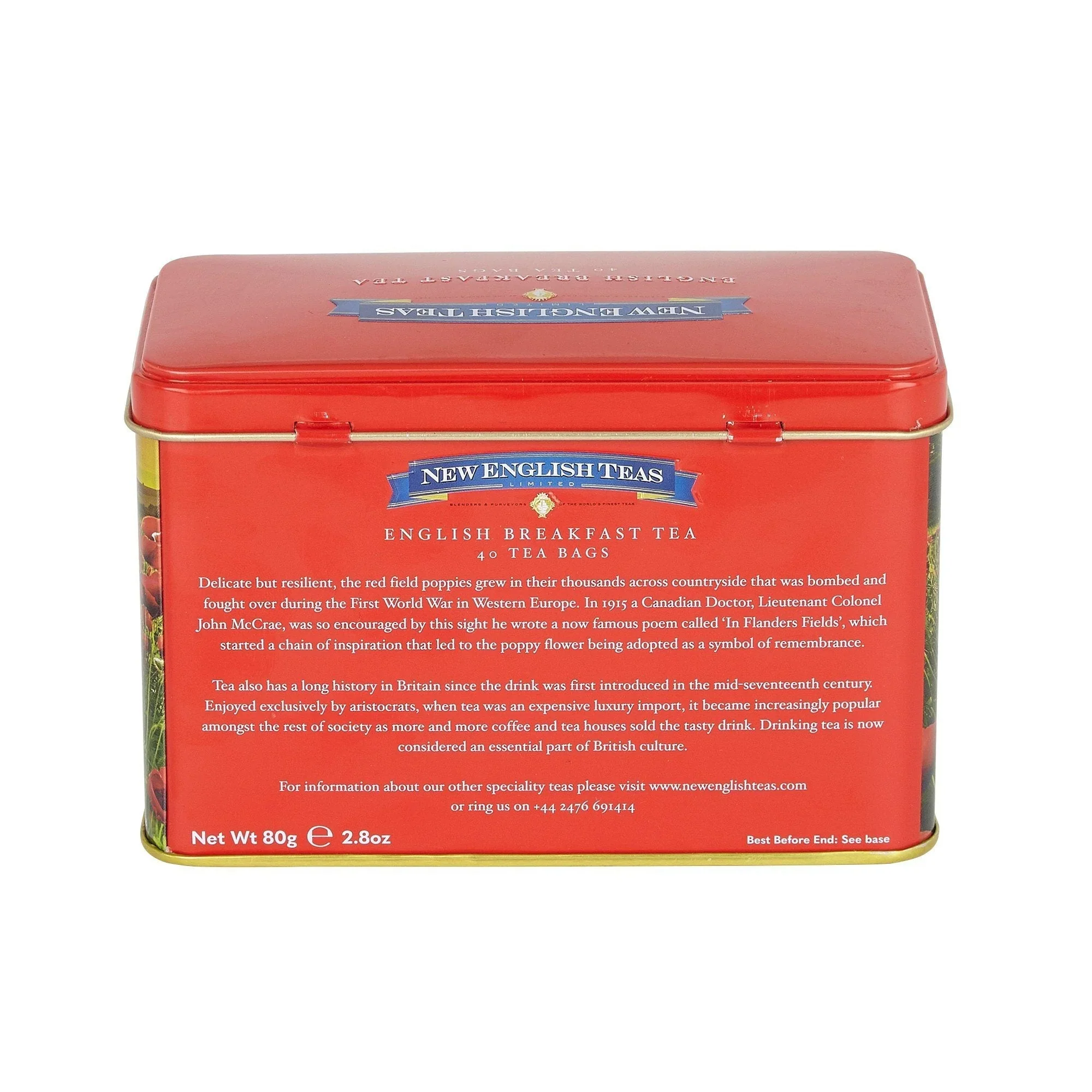 Poppy Tea Bag Tin with 40 English Afternoon Tea Bags - Image 3