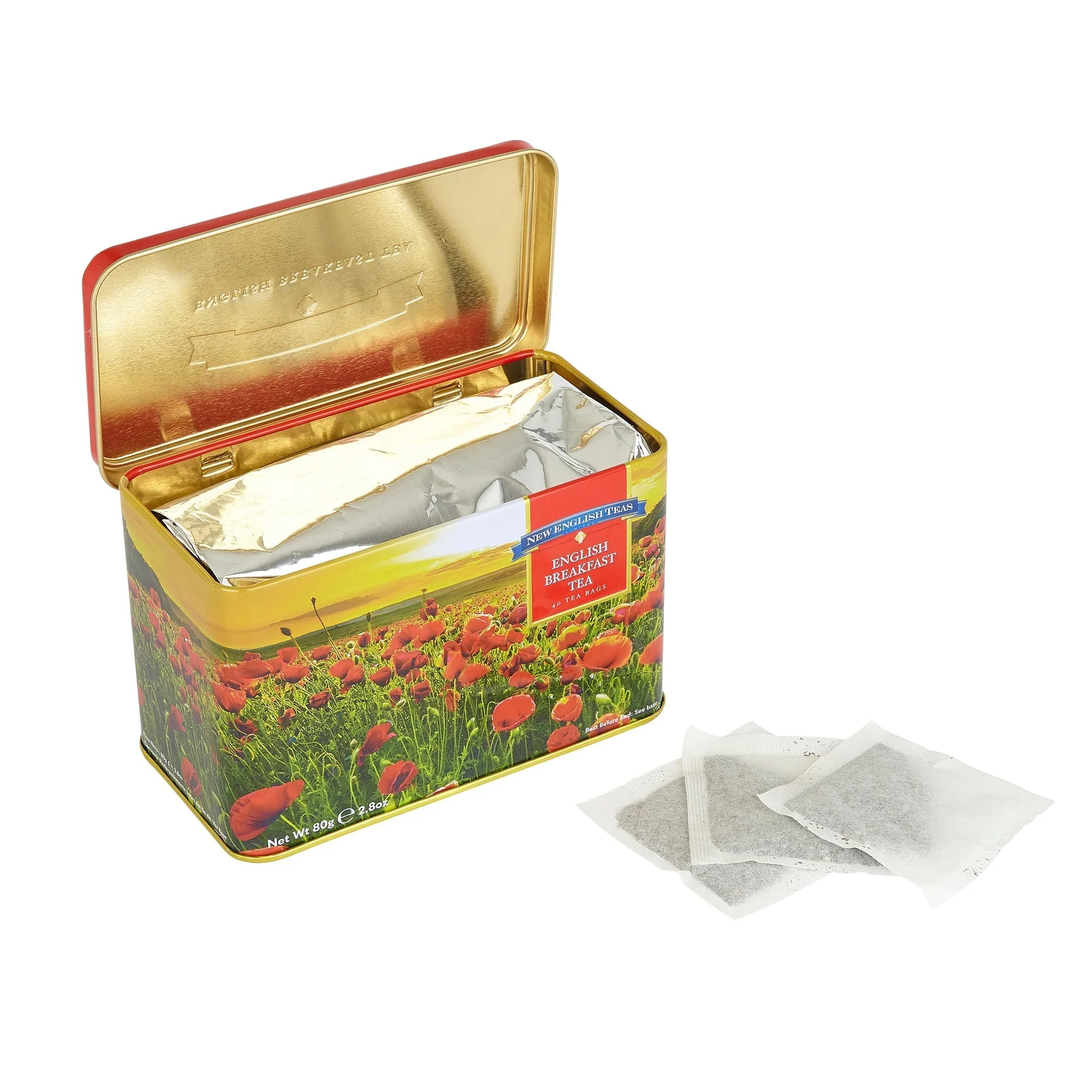 Poppy Tea Bag Tin with 40 English Afternoon Tea Bags - Image 4