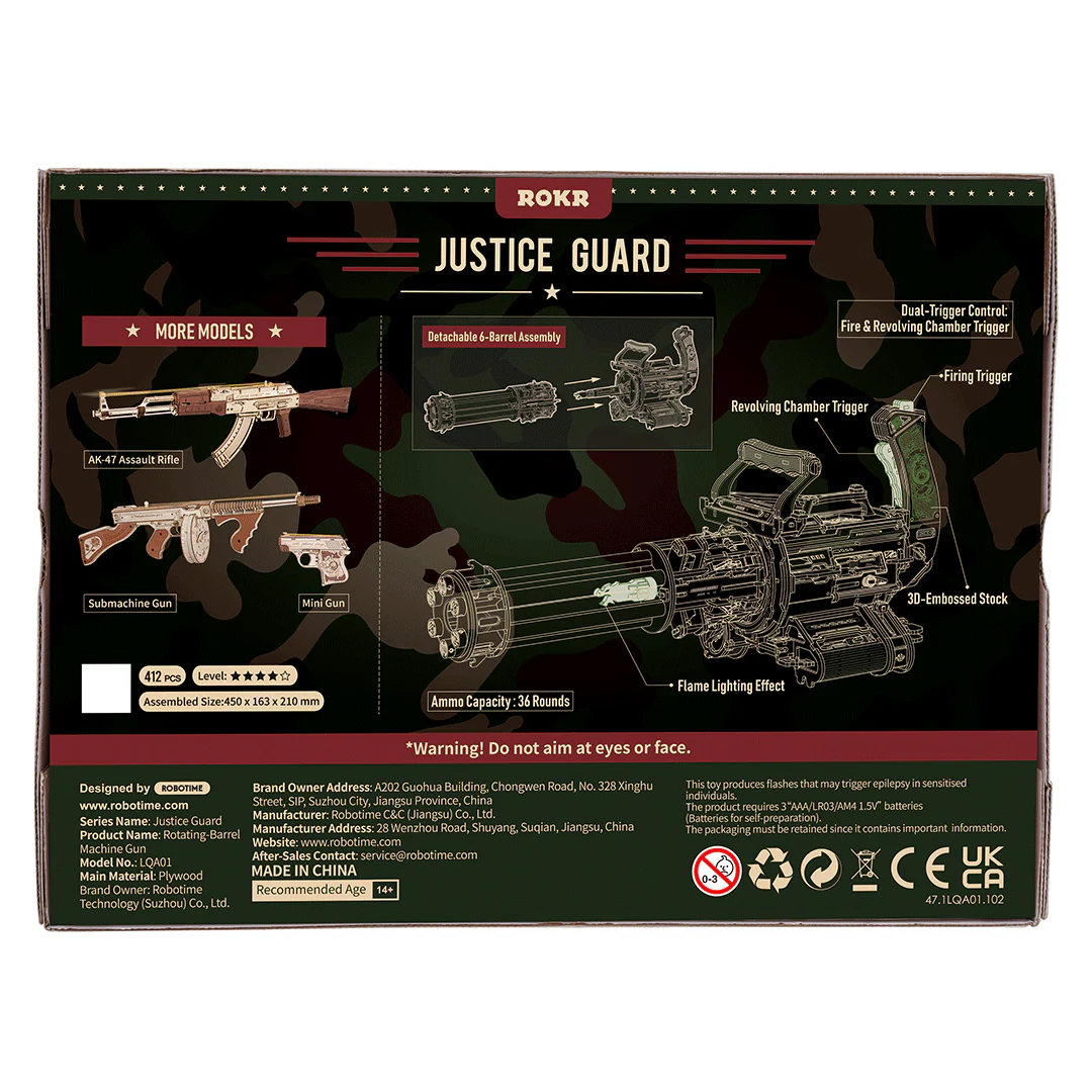 Rokr Rotating Barrel Machine Gun Wooden Puzzle - Image 2