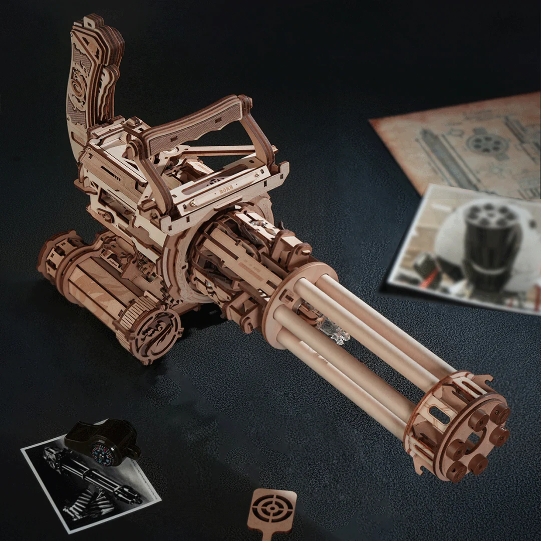 Rokr Rotating Barrel Machine Gun Wooden Puzzle - Image 3