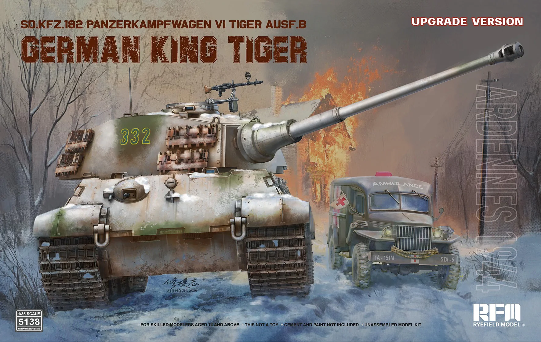 Ryefield Model 1/35 Sd.Kfz.182 PZKPFW VI Tiger Ausf.B King Tiger Upgraded