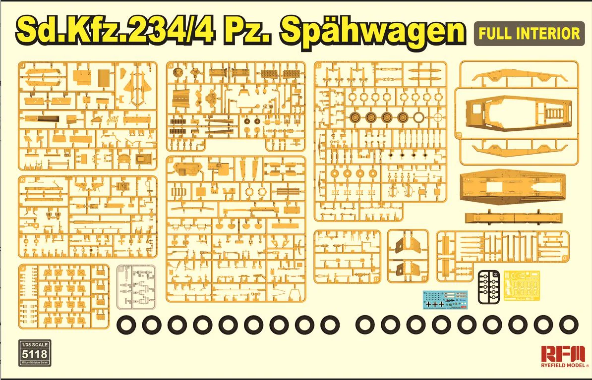 Ryfield 1/35 SDKFZ 234/4 PZ. SPAHWAGEN with full interior - Image 3