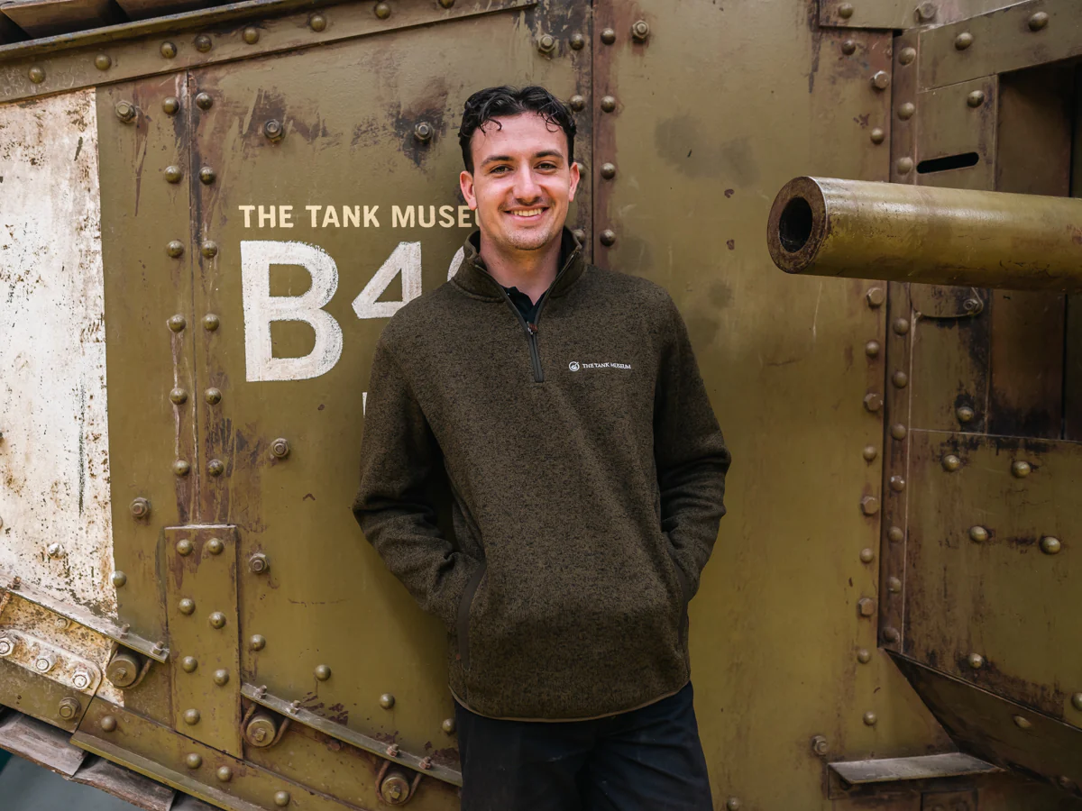 Tank Museum Green Zip Neck Jumper - Image 2