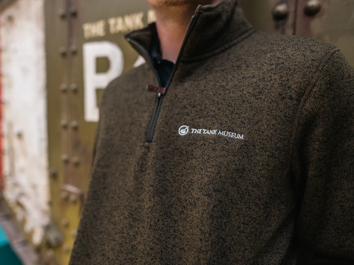 Tank Museum Green Zip Neck Jumper - Image 3