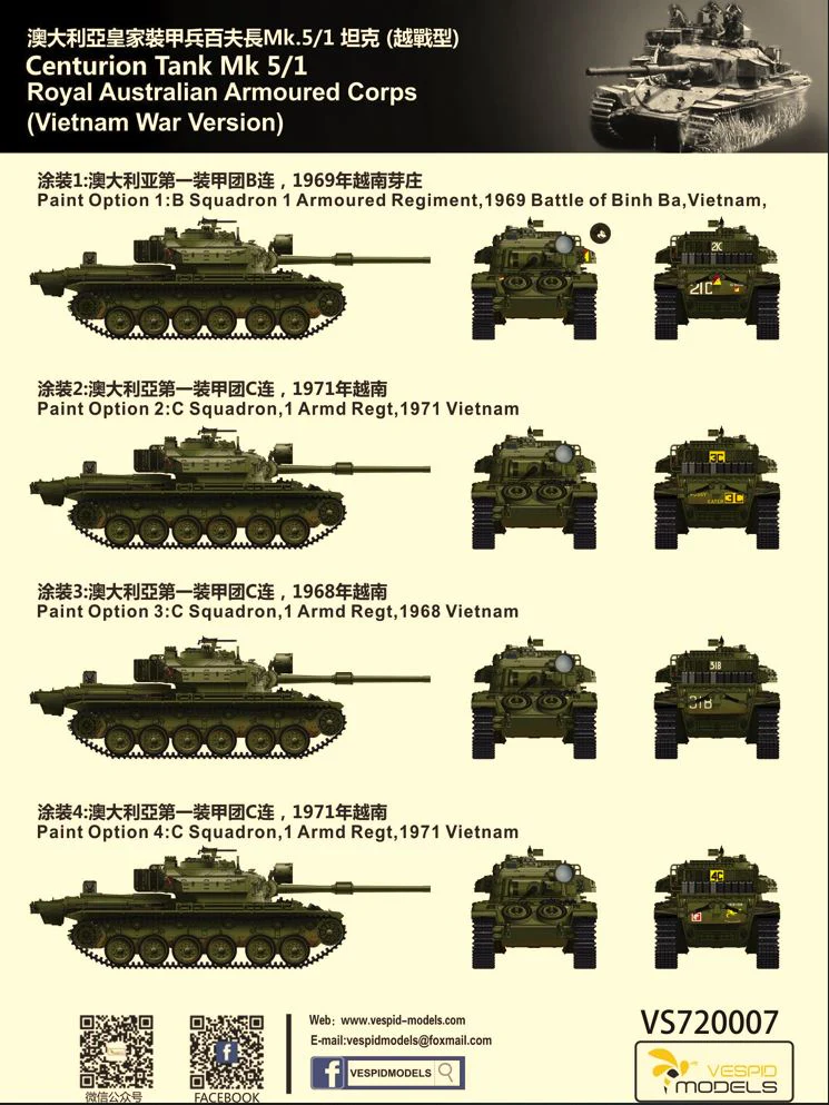 Vespid Models 1/72 Centurion Tank Mk5/1 Deluxe Edition RAAC Vietnam - Image 3