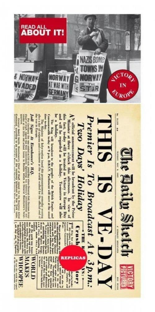 Victory in Europe Replica Newspaper