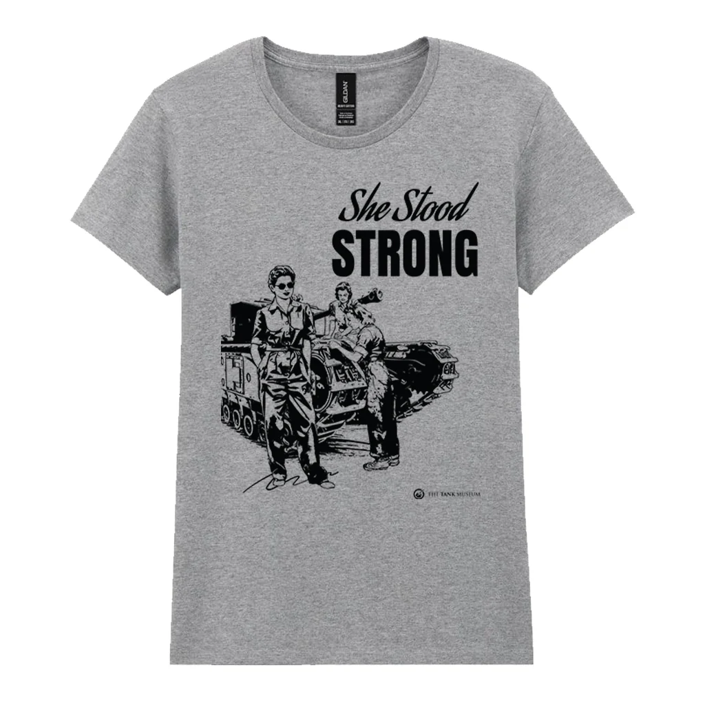 Women in Warfare 'She Stood Strong' Monochrome Ladies T-Shirt - Image 3
