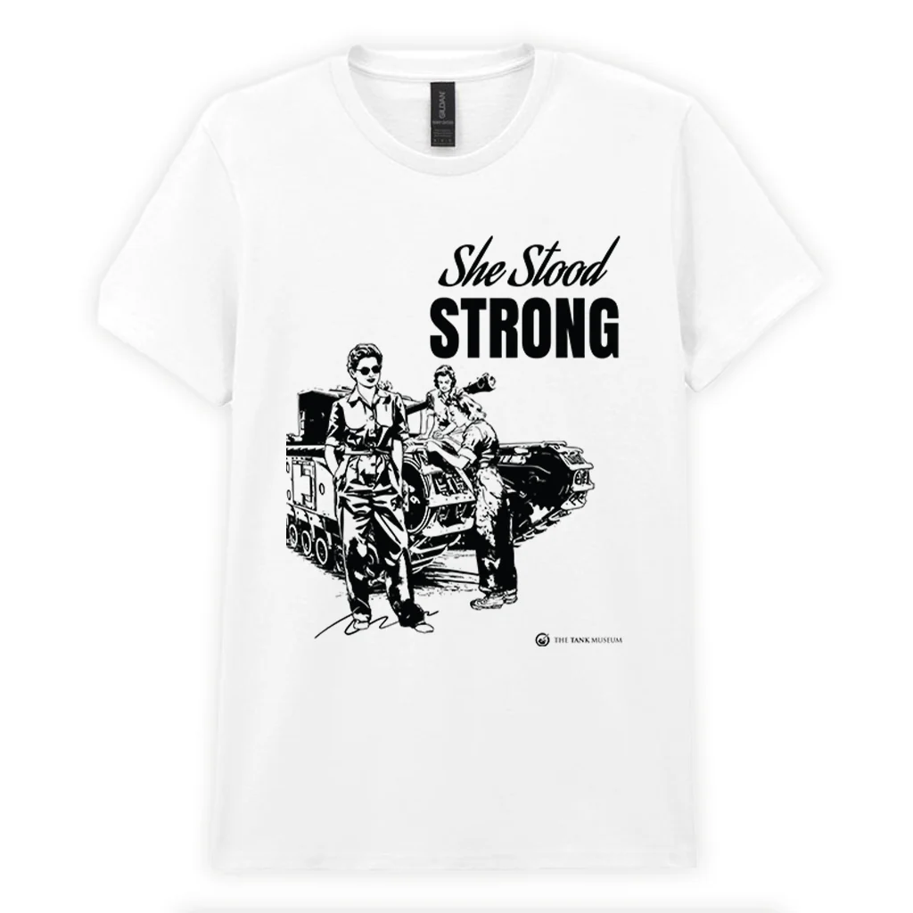 Women in Warfare 'She Stood Strong' Monochrome Ladies T-Shirt - Image 4